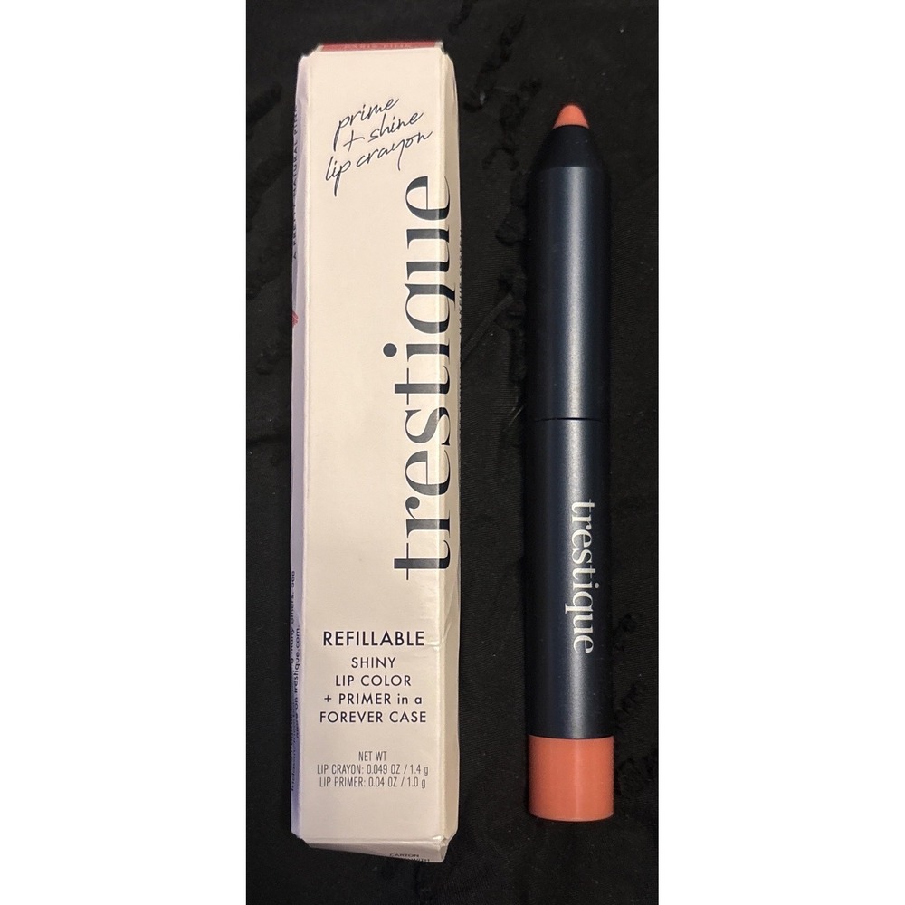 NEW Trestique Refillable Prime & Shine Lip Crayon in a‎ Forever Case, Paris Pink